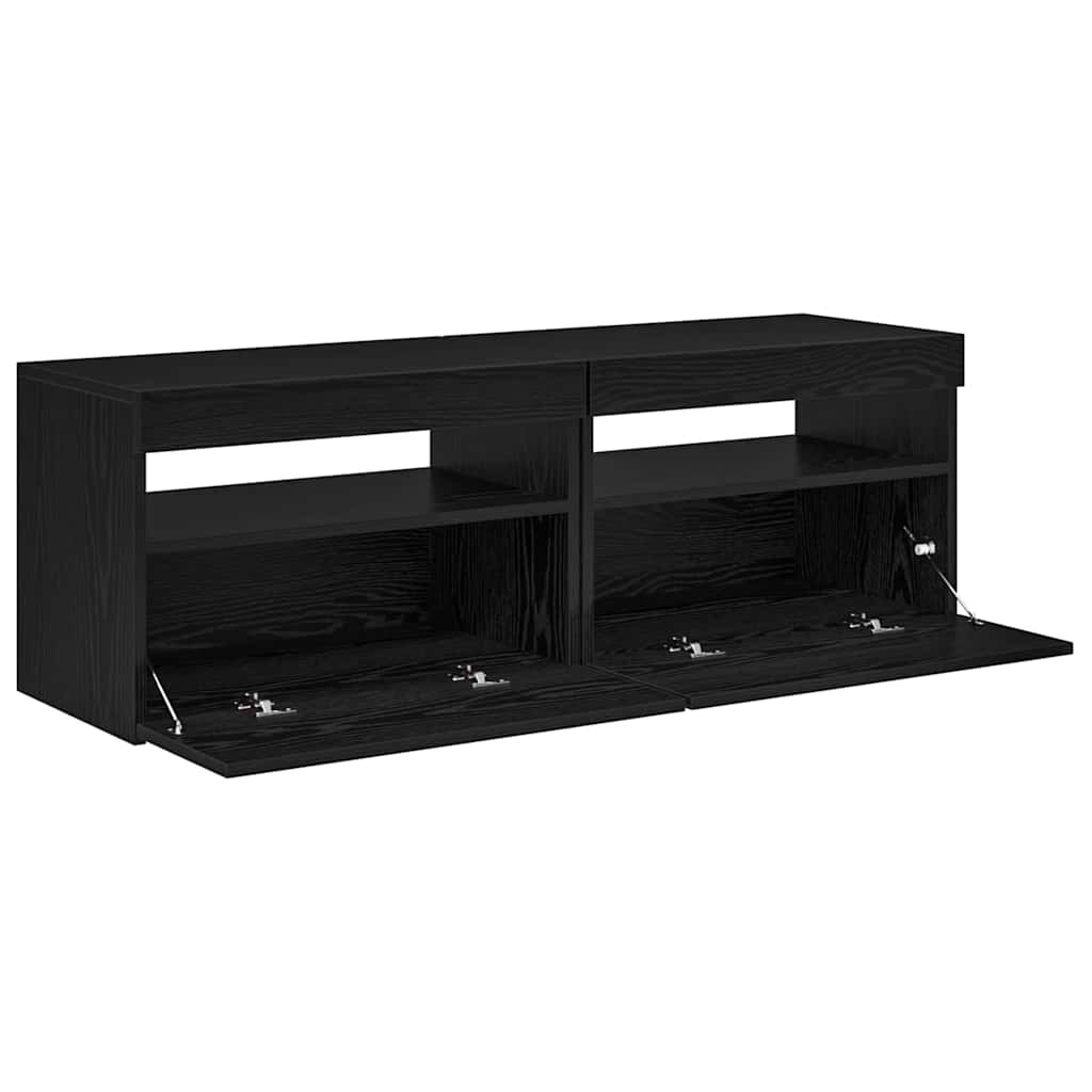 TV-kast met LED 2 pcs Zwart Eiken 60 x 35 x 40 cm Bewerkt hout is nu te koop bij PeponiXL, paradijselijk wonen!