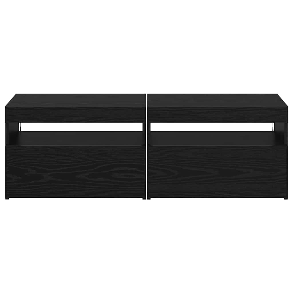 TV-kast met LED 2 pcs Zwart Eiken 60 x 35 x 40 cm Bewerkt hout is nu te koop bij PeponiXL, paradijselijk wonen!
