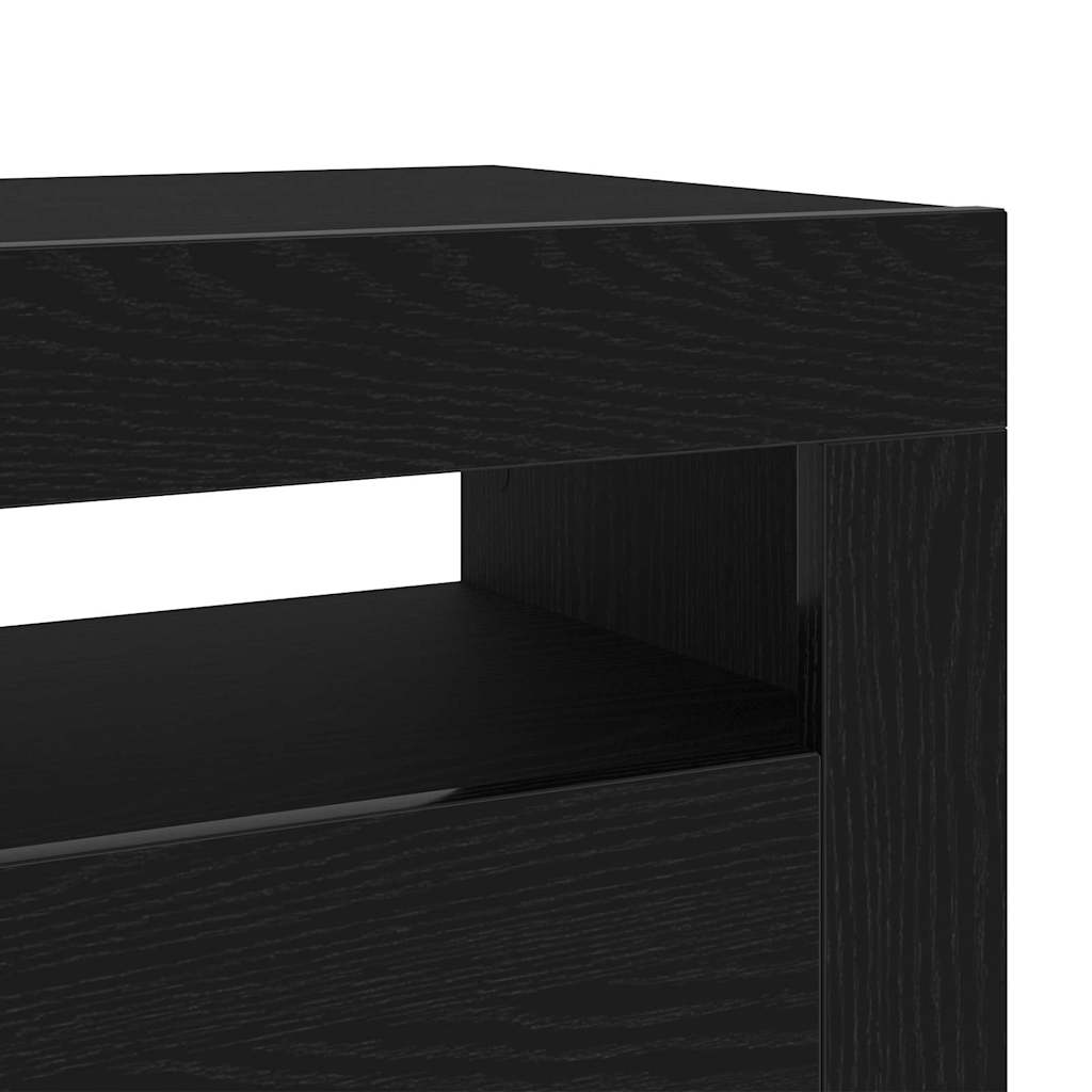 TV-kast met LED Zwart Eiken 75 x 35 x 40 cm Bewerkt hout is nu te koop bij PeponiXL, paradijselijk wonen!
