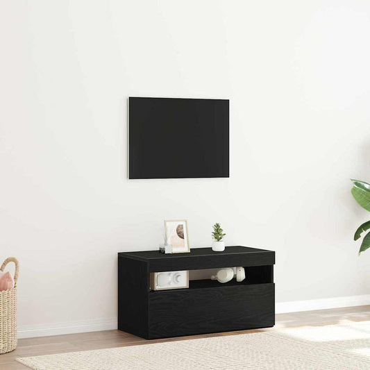 TV-kast met LED Zwart Eiken 75 x 35 x 40 cm Bewerkt hout is nu te koop bij PeponiXL, paradijselijk wonen!