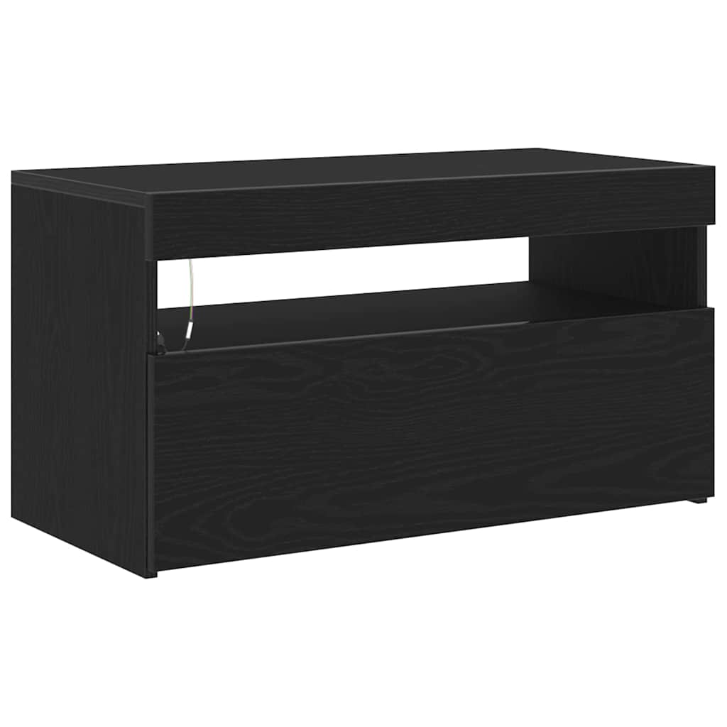 TV-kast met LED Zwart Eiken 75 x 35 x 40 cm Bewerkt hout is nu te koop bij PeponiXL, paradijselijk wonen!