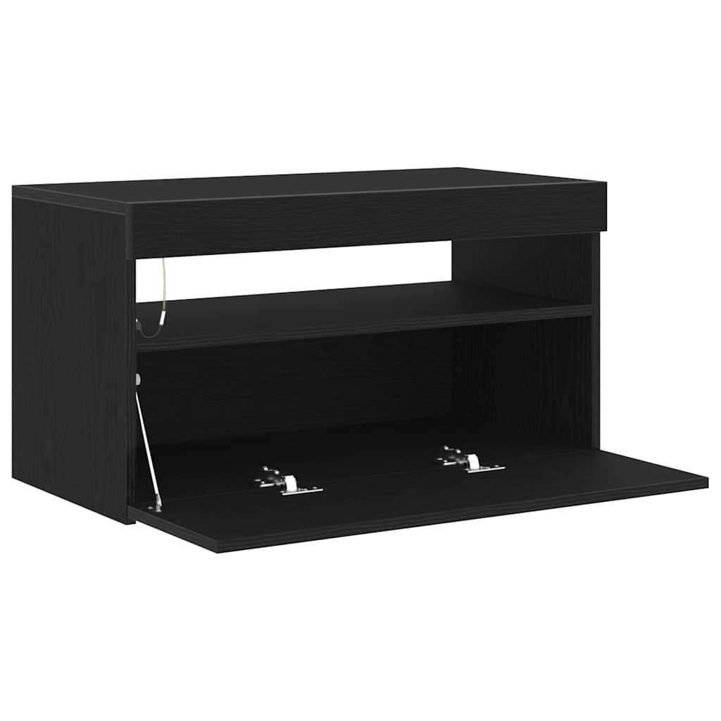 TV-kast met LED Zwart Eiken 75 x 35 x 40 cm Bewerkt hout is nu te koop bij PeponiXL, paradijselijk wonen!