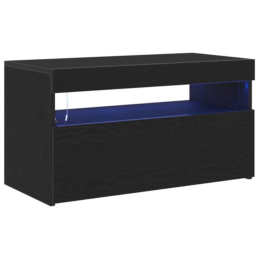 TV-kast met LED 2 pcs Zwart Eiken 75 x 35 x 40 cm Bewerkt hout is nu te koop bij PeponiXL, paradijselijk wonen!
