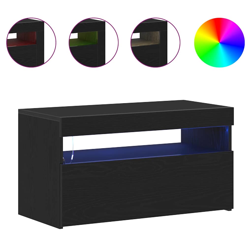 TV-kast met LED 2 pcs Zwart Eiken 75 x 35 x 40 cm Bewerkt hout is nu te koop bij PeponiXL, paradijselijk wonen!