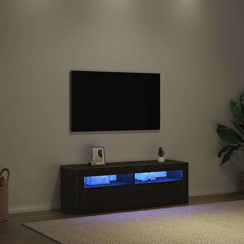 TV-kast met LED Zwart Eiken 120 x 35 x 40 cm Bewerkt hout is nu te koop bij PeponiXL, paradijselijk wonen!