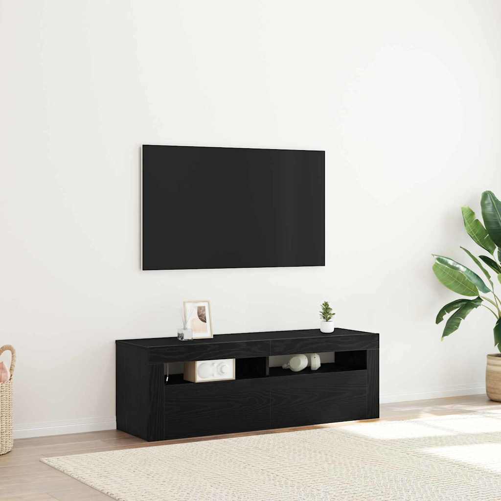 TV-kast met LED Zwart Eiken 120 x 35 x 40 cm Bewerkt hout is nu te koop bij PeponiXL, paradijselijk wonen!