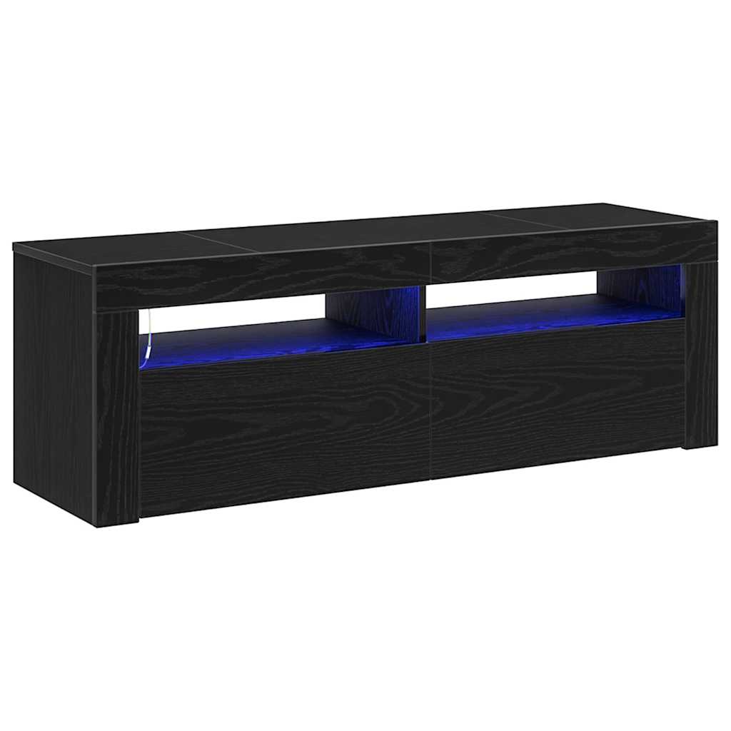 TV-kast met LED Zwart Eiken 120 x 35 x 40 cm Bewerkt hout is nu te koop bij PeponiXL, paradijselijk wonen!