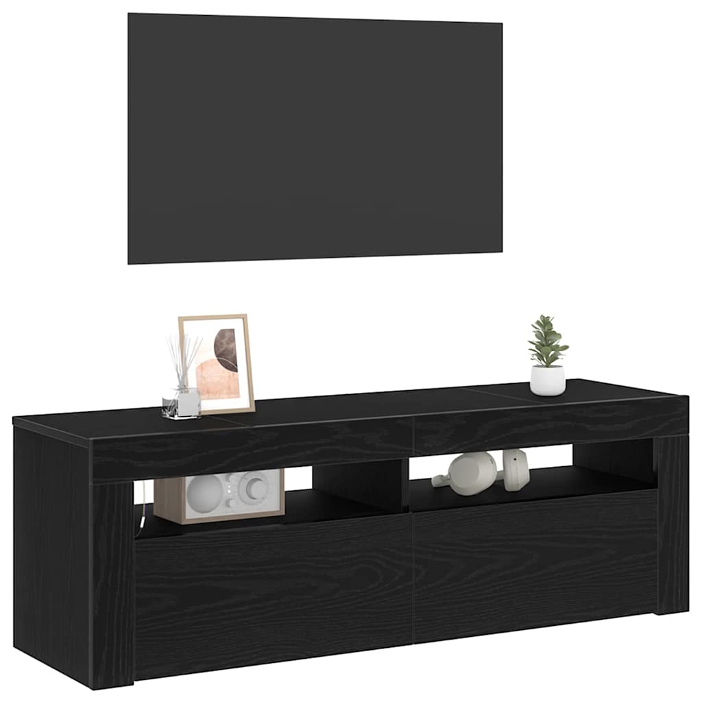 TV-kast met LED Zwart Eiken 120 x 35 x 40 cm Bewerkt hout is nu te koop bij PeponiXL, paradijselijk wonen!