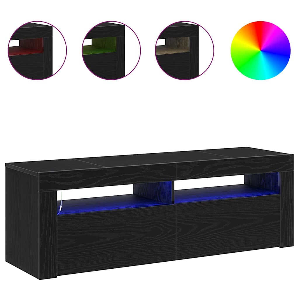 TV-kast met LED Zwart Eiken 120 x 35 x 40 cm Bewerkt hout is nu te koop bij PeponiXL, paradijselijk wonen!