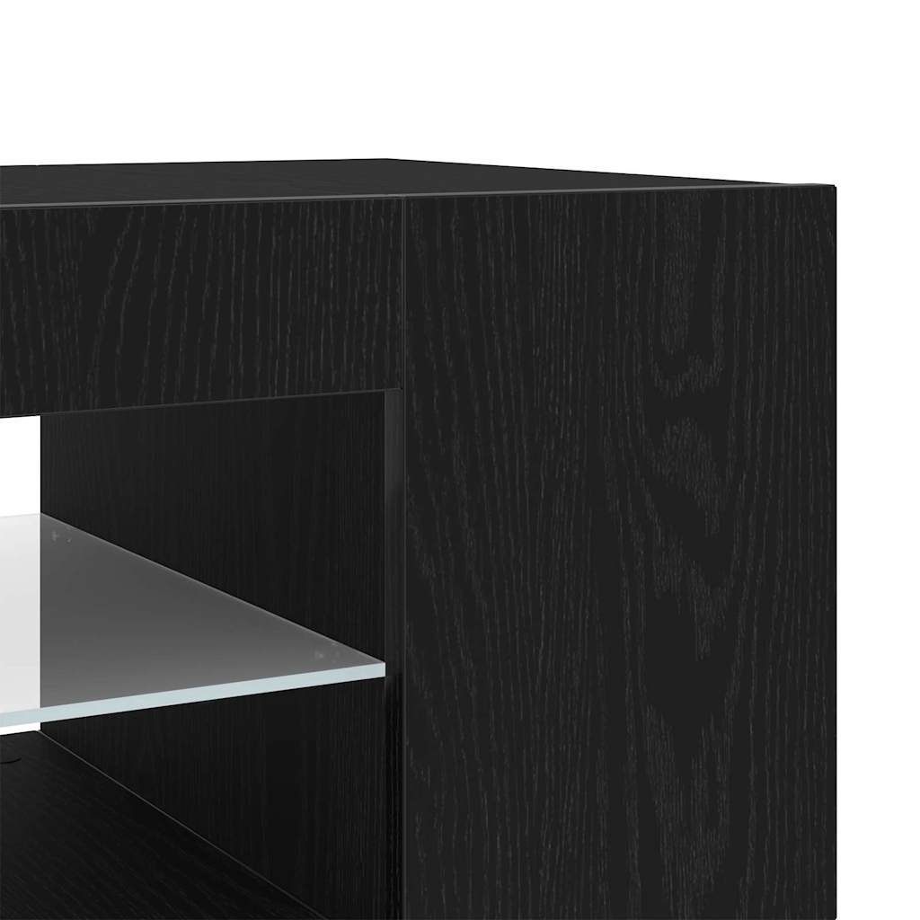 TV-kast Zwart Eiken 135 x 39 x 30 cm Bewerkt hout is nu te koop bij PeponiXL, paradijselijk wonen!