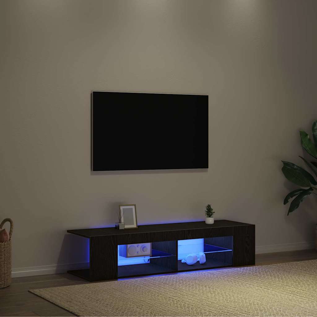 TV-kast Zwart Eiken 135 x 39 x 30 cm Bewerkt hout is nu te koop bij PeponiXL, paradijselijk wonen!