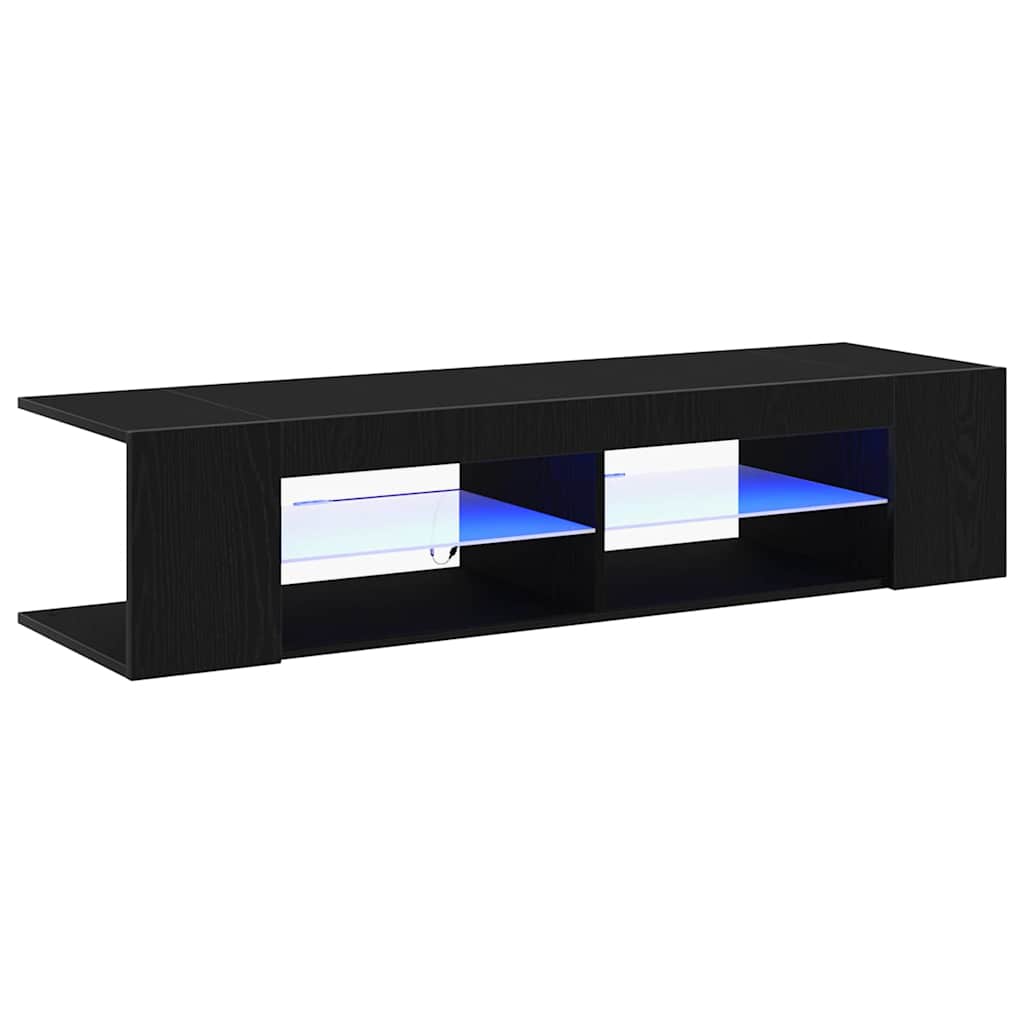 TV-kast Zwart Eiken 135 x 39 x 30 cm Bewerkt hout is nu te koop bij PeponiXL, paradijselijk wonen!