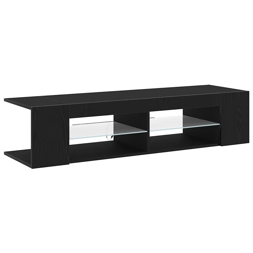 TV-kast Zwart Eiken 135 x 39 x 30 cm Bewerkt hout is nu te koop bij PeponiXL, paradijselijk wonen!