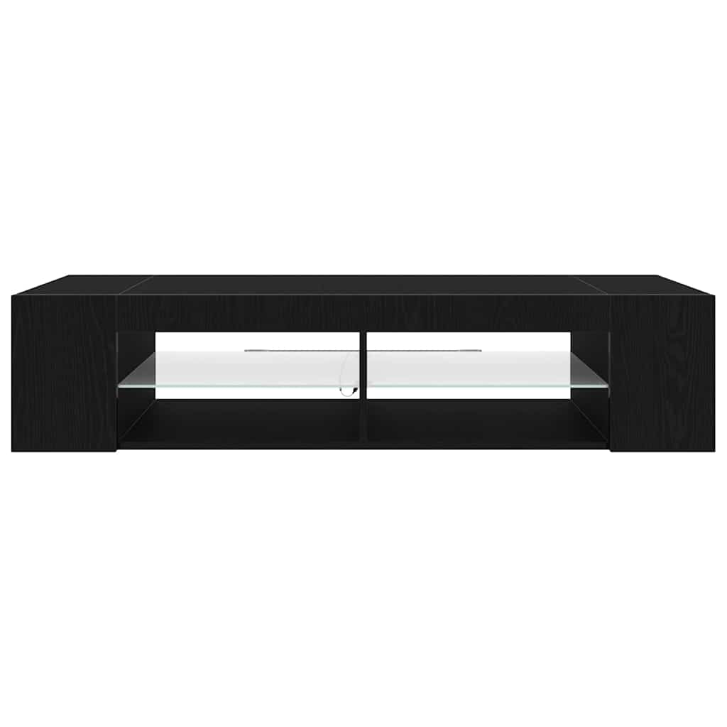 TV-kast Zwart Eiken 135 x 39 x 30 cm Bewerkt hout is nu te koop bij PeponiXL, paradijselijk wonen!