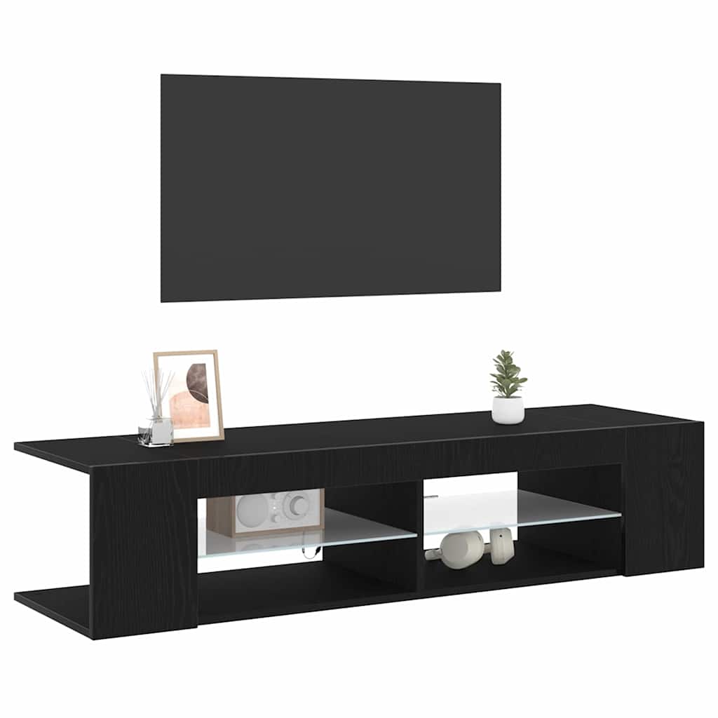 TV-kast Zwart Eiken 135 x 39 x 30 cm Bewerkt hout is nu te koop bij PeponiXL, paradijselijk wonen!