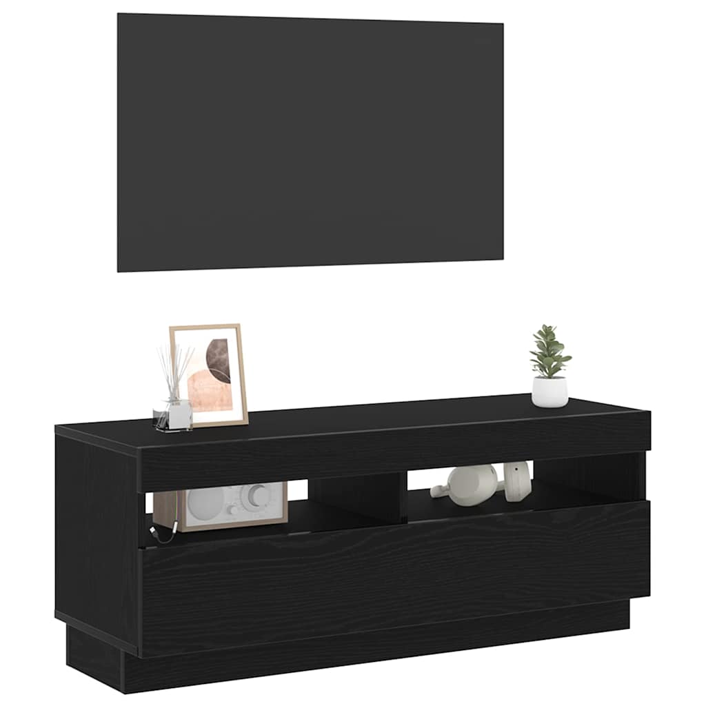 TV-kast Zwart Eiken 100 x 35 x 40 cm Bewerkt hout is nu te koop bij PeponiXL, paradijselijk wonen!