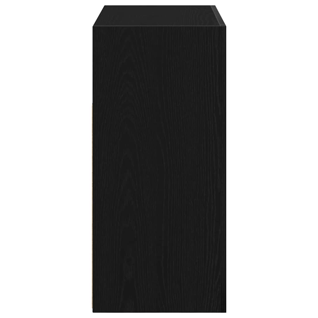 Dressoir Zwart Eiken 80 x 35 x 75 cm Bewerkt hout is nu te koop bij PeponiXL, paradijselijk wonen!