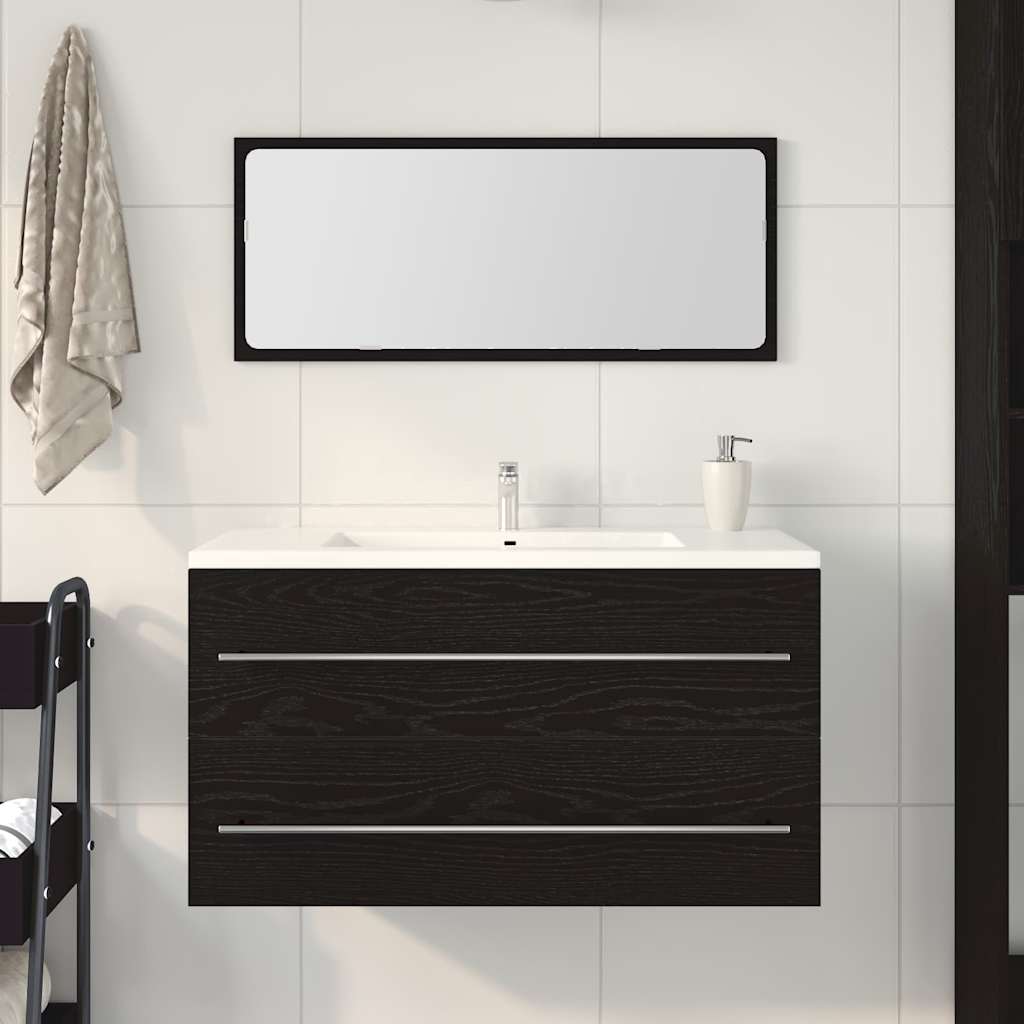 Wasbak Kast met lade Zwart Eiken 90 x 45 x 1.5 cm Bewerkt hout is nu te koop bij PeponiXL, paradijselijk wonen!