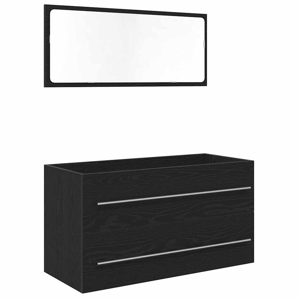 Wasbak Kast met lade Zwart Eiken 90 x 45 x 1.5 cm Bewerkt hout is nu te koop bij PeponiXL, paradijselijk wonen!