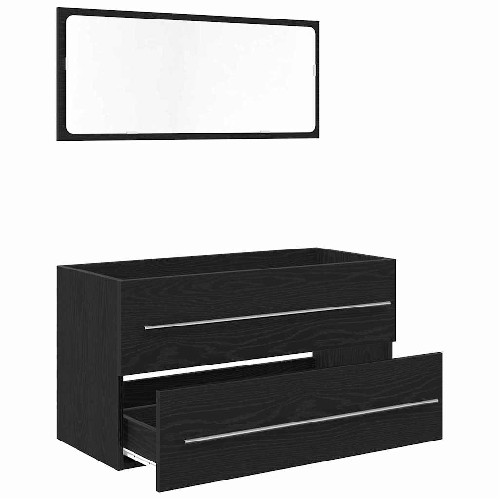 Wasbak Kast met lade Zwart Eiken 90 x 45 x 1.5 cm Bewerkt hout is nu te koop bij PeponiXL, paradijselijk wonen!