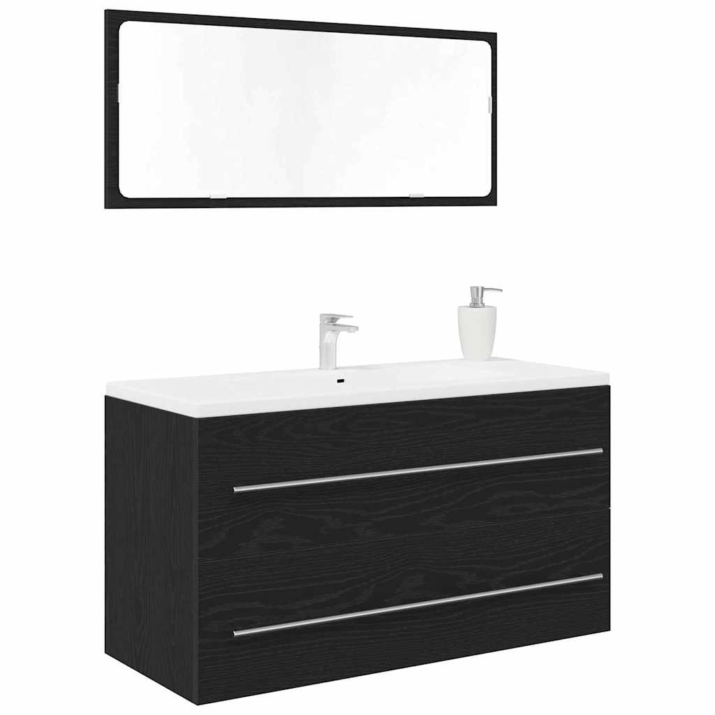 Wasbak Kast met lade Zwart Eiken 90 x 45 x 1.5 cm Bewerkt hout is nu te koop bij PeponiXL, paradijselijk wonen!