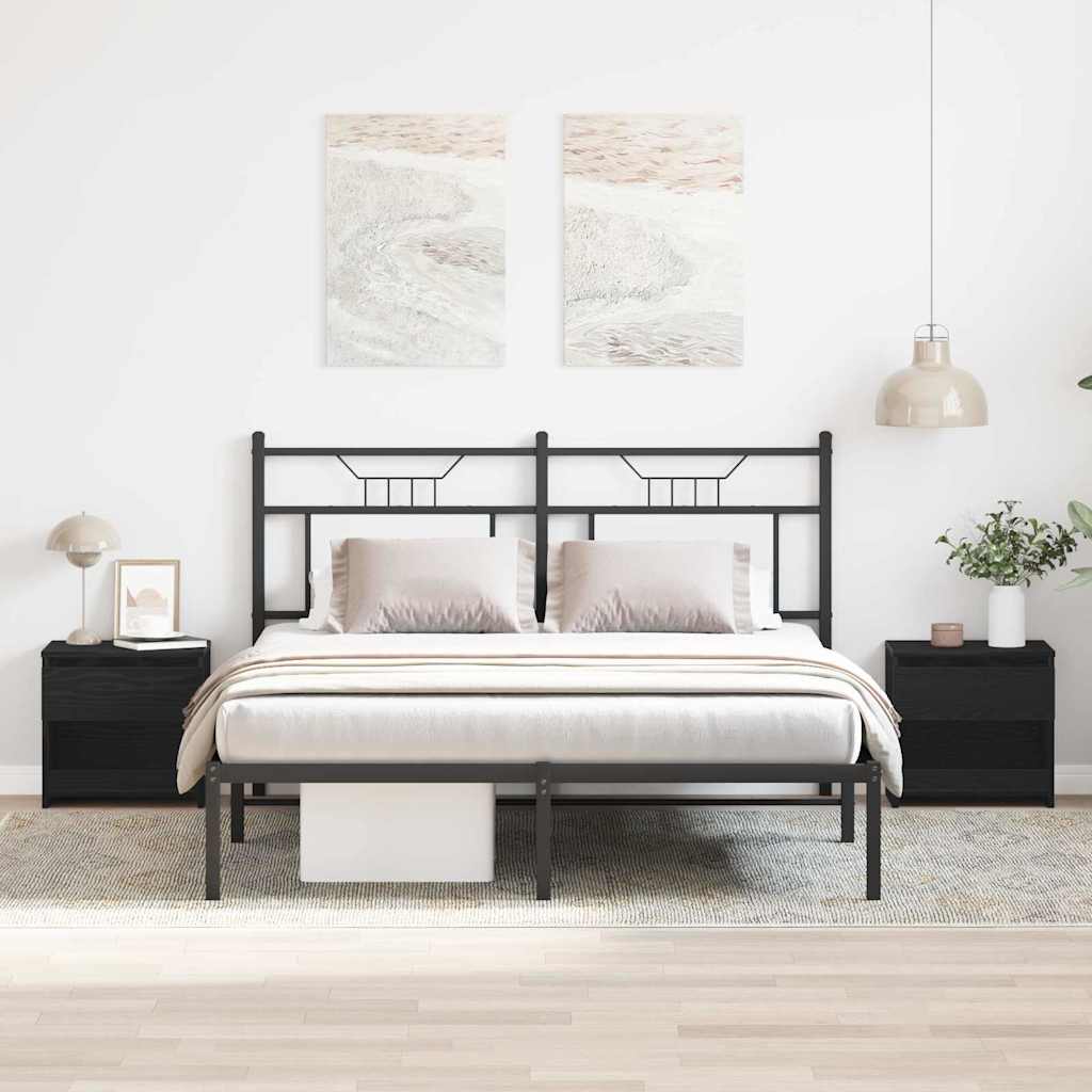Nachtkastje 2 pcs Zwart Eiken 40 x 30 x 39 cm Bewerkt hout is nu te koop bij PeponiXL, paradijselijk wonen!