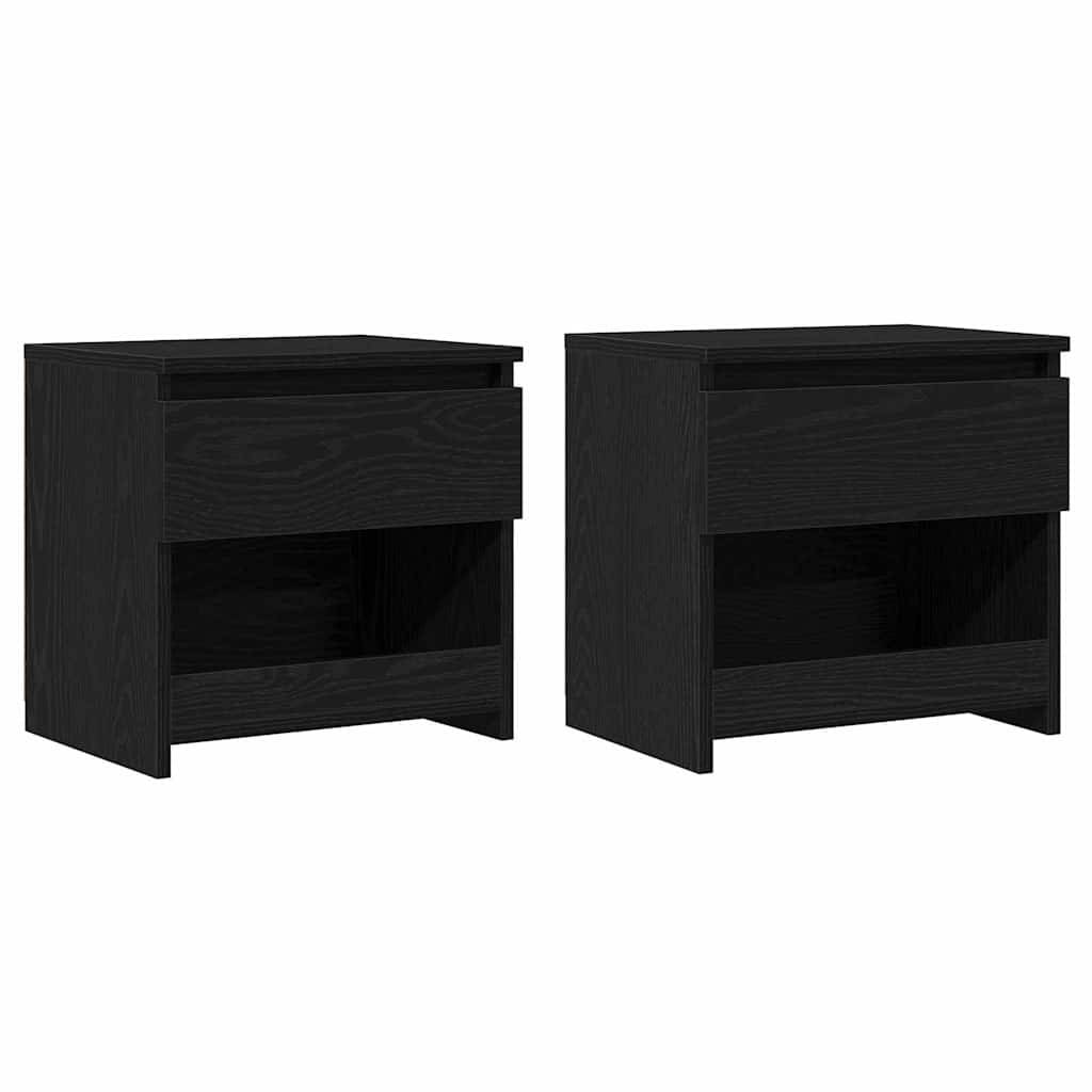 Nachtkastje 2 pcs Zwart Eiken 40 x 30 x 39 cm Bewerkt hout is nu te koop bij PeponiXL, paradijselijk wonen!