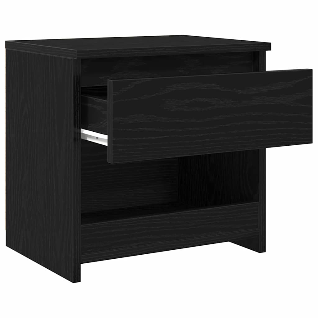 Nachtkastje 2 pcs Zwart Eiken 40 x 30 x 39 cm Bewerkt hout is nu te koop bij PeponiXL, paradijselijk wonen!