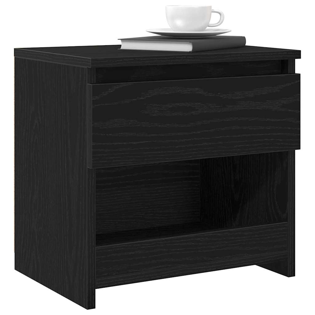 Nachtkastje 2 pcs Zwart Eiken 40 x 30 x 39 cm Bewerkt hout is nu te koop bij PeponiXL, paradijselijk wonen!
