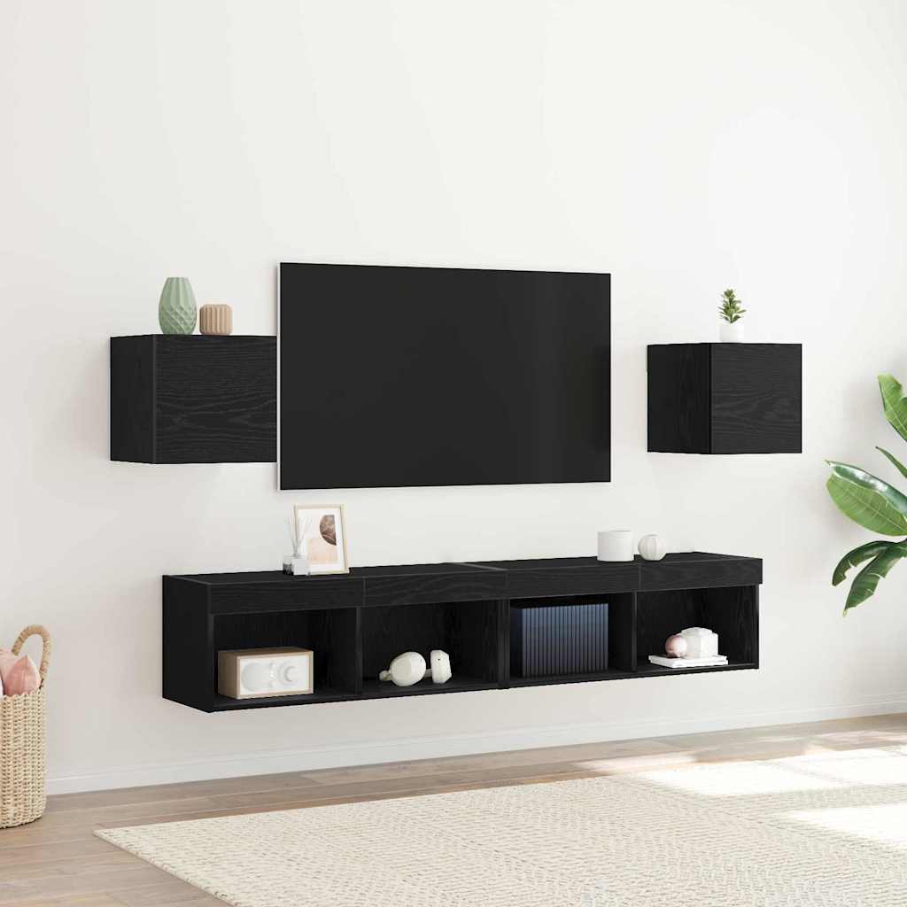 Wandgemonteerde TV-kast 2 pcs Zwart eiken 30,5 x 30 x 30 cm is nu te koop bij PeponiXL, paradijselijk wonen!