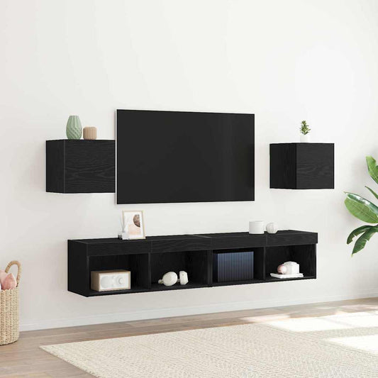 Wandgemonteerde TV-kast 2 pcs Zwart eiken 30,5 x 30 x 30 cm is nu te koop bij PeponiXL, paradijselijk wonen!