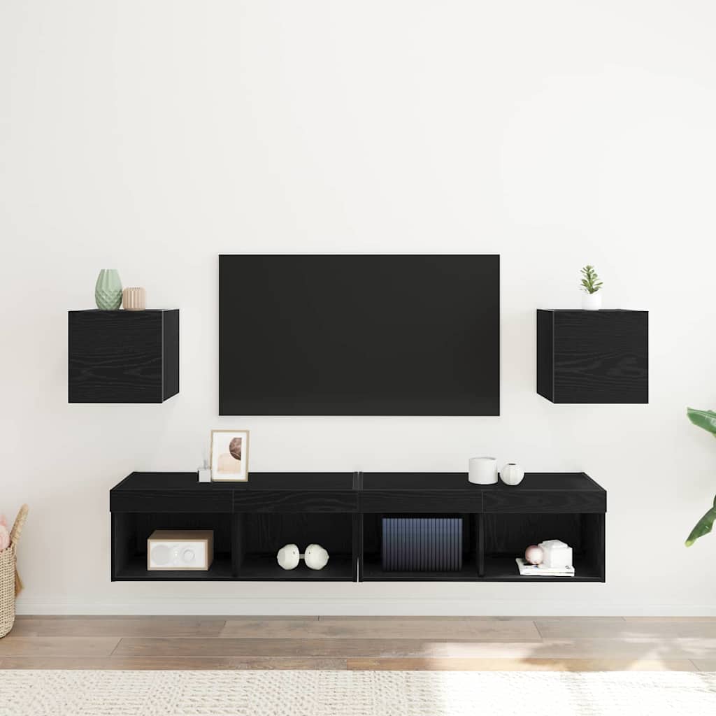 Wandgemonteerde TV-kast 2 pcs Zwart eiken 30,5 x 30 x 30 cm is nu te koop bij PeponiXL, paradijselijk wonen!