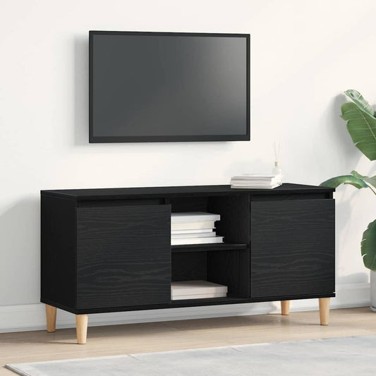 TV-kast Zwart Eiken 102 x 35 x 50 cm Bewerkt hout is nu te koop bij PeponiXL, paradijselijk wonen!