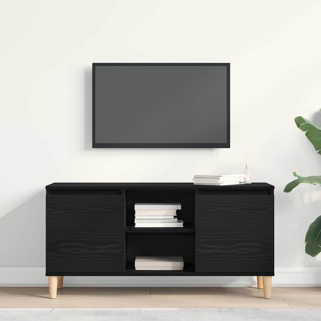 TV-kast Zwart Eiken 102 x 35 x 50 cm Bewerkt hout is nu te koop bij PeponiXL, paradijselijk wonen!