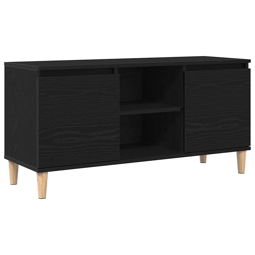 TV-kast Zwart Eiken 102 x 35 x 50 cm Bewerkt hout is nu te koop bij PeponiXL, paradijselijk wonen!