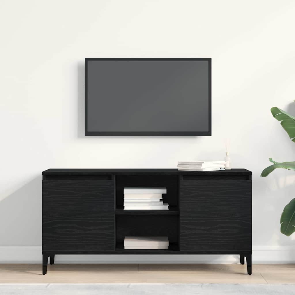 TV-kast Zwart Eiken 102 x 35 x 50 cm Bewerkt hout is nu te koop bij PeponiXL, paradijselijk wonen!
