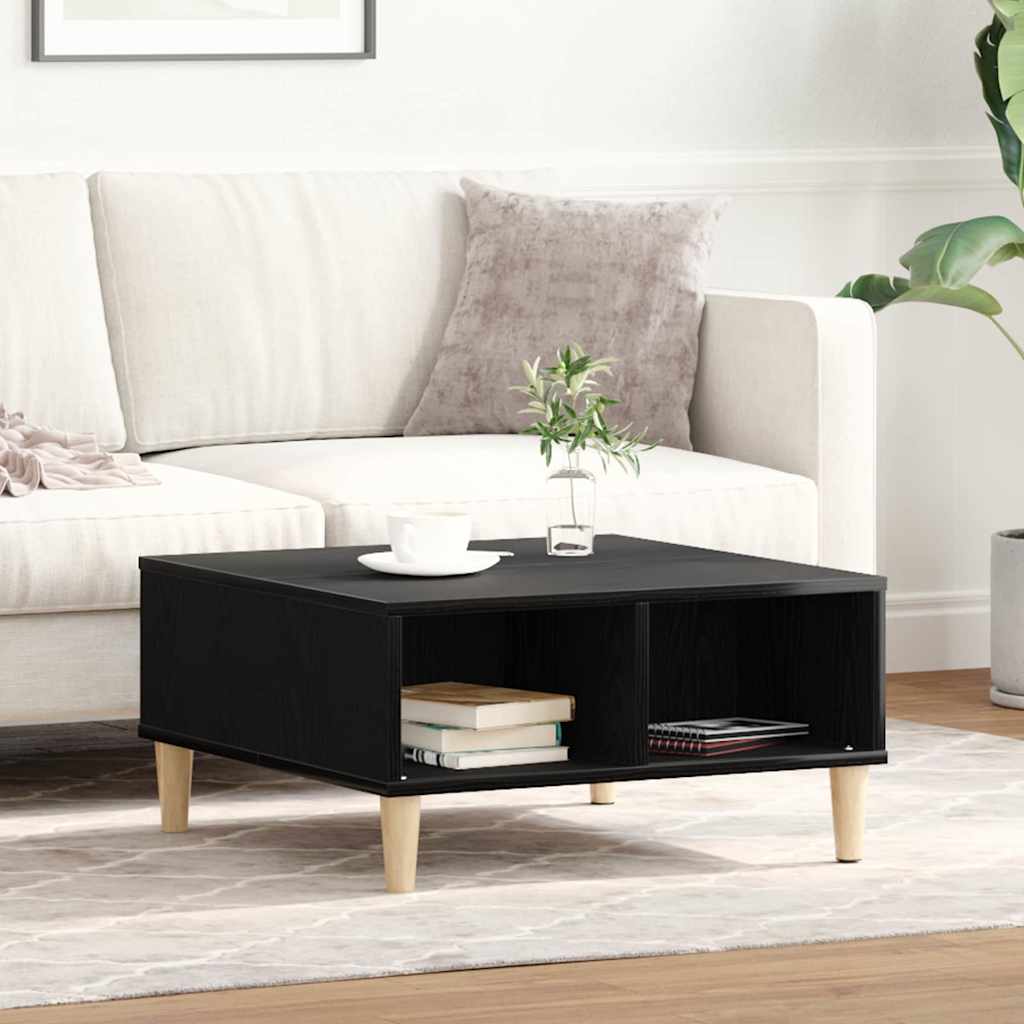 Salontafel Zwart Eiken 60 x 60 x 30 cm Bewerkt hout is nu te koop bij PeponiXL, paradijselijk wonen!