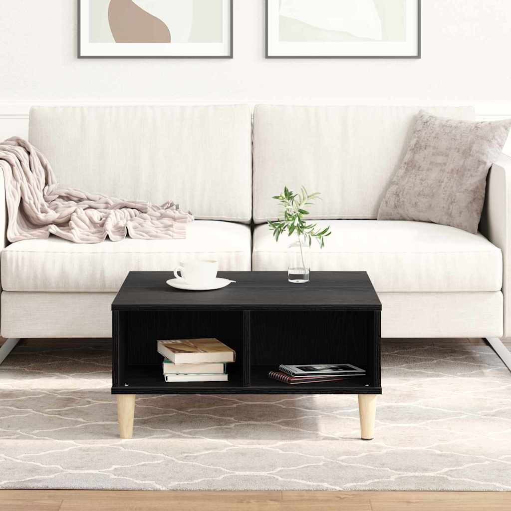 Salontafel Zwart Eiken 60 x 60 x 30 cm Bewerkt hout is nu te koop bij PeponiXL, paradijselijk wonen!