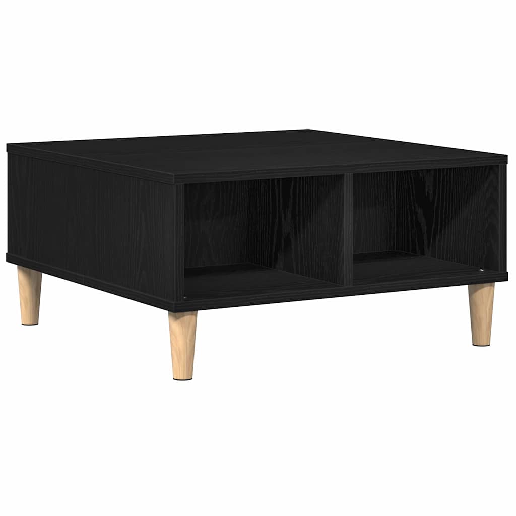 Salontafel Zwart Eiken 60 x 60 x 30 cm Bewerkt hout is nu te koop bij PeponiXL, paradijselijk wonen!