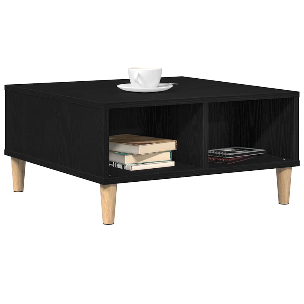 Salontafel Zwart Eiken 60 x 60 x 30 cm Bewerkt hout is nu te koop bij PeponiXL, paradijselijk wonen!