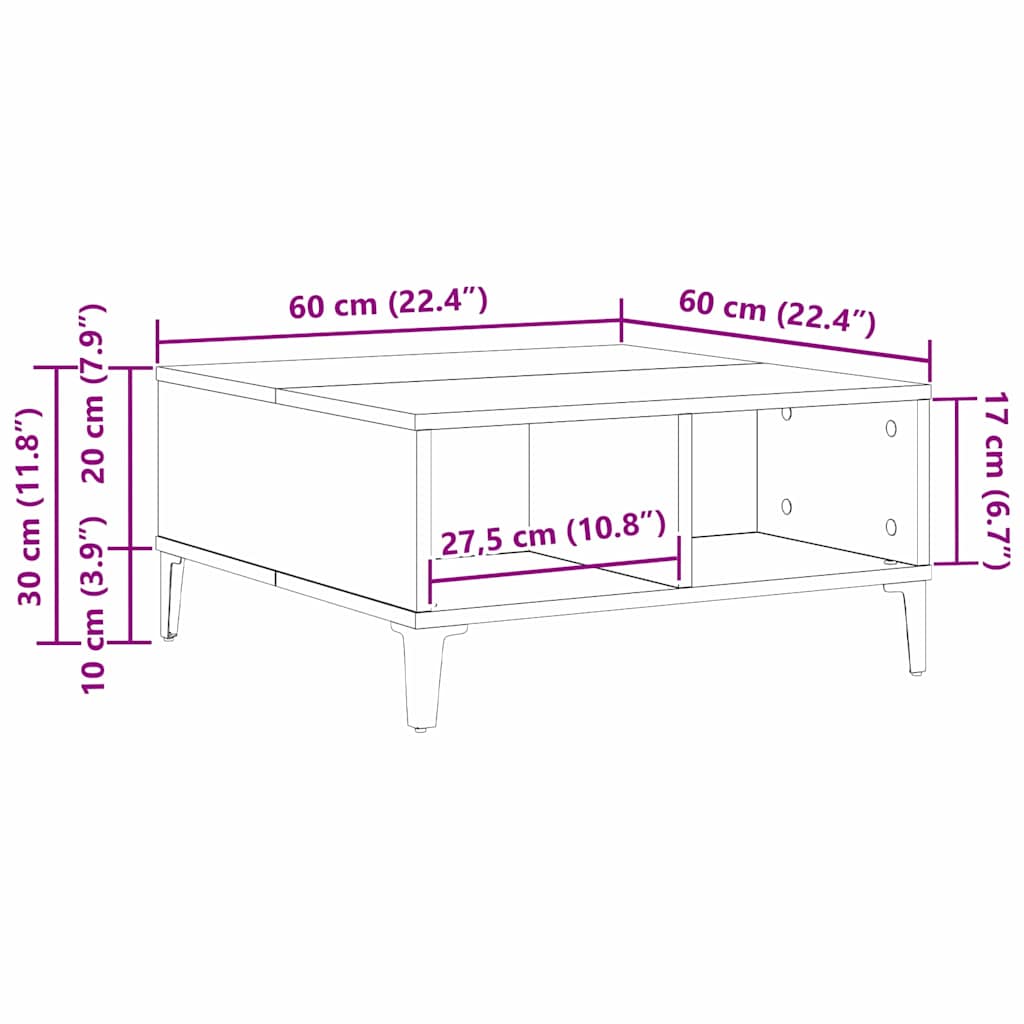Salontafel Oud Hout 60 x 60 x 30 cm is nu te koop bij PeponiXL, paradijselijk wonen!