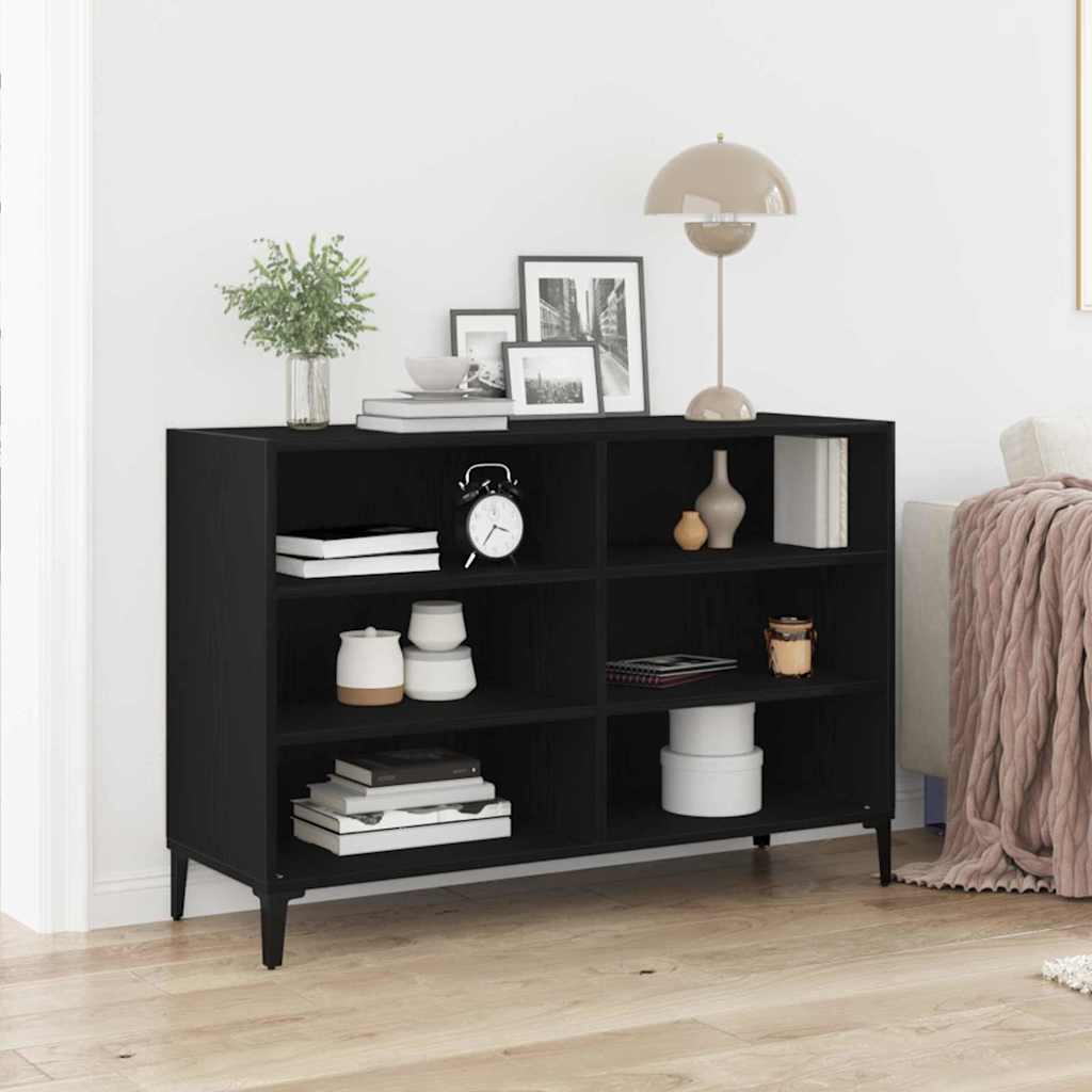 Dressoir Zwart Eiken 103,5 x 35 x 70 cm Bewerkt hout is nu te koop bij PeponiXL, paradijselijk wonen!