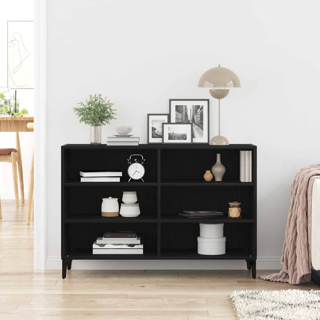 Dressoir Zwart Eiken 103,5 x 35 x 70 cm Bewerkt hout is nu te koop bij PeponiXL, paradijselijk wonen!