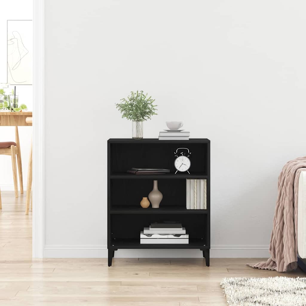 Dressoir Zwart Eiken 57 x 35 x 70 cm Bewerkt hout is nu te koop bij PeponiXL, paradijselijk wonen!
