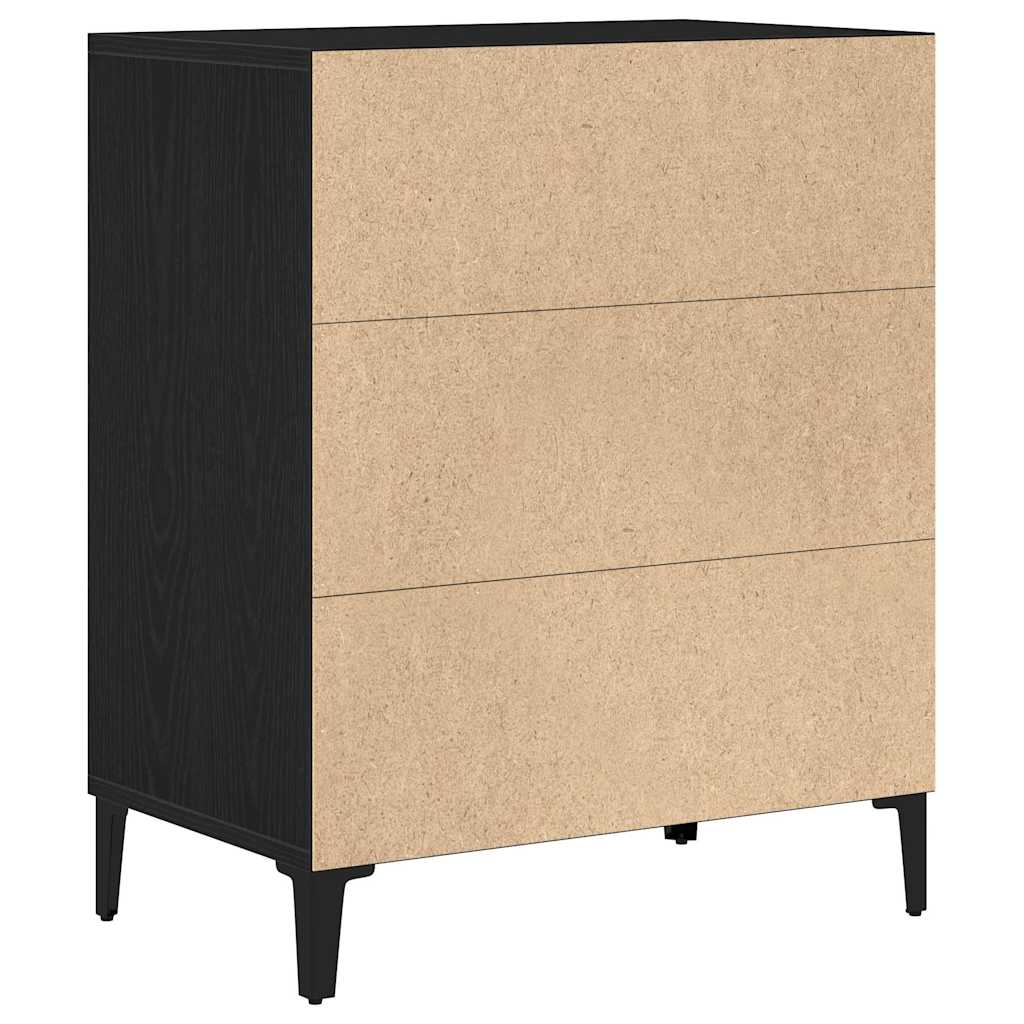 Dressoir Zwart Eiken 57 x 35 x 70 cm Bewerkt hout is nu te koop bij PeponiXL, paradijselijk wonen!