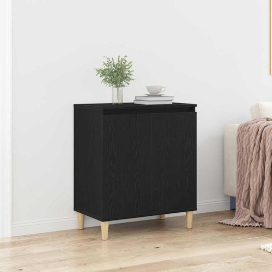 Dressoir Zwart Eiken 60 x 35 x 70 cm Bewerkt hout is nu te koop bij PeponiXL, paradijselijk wonen!