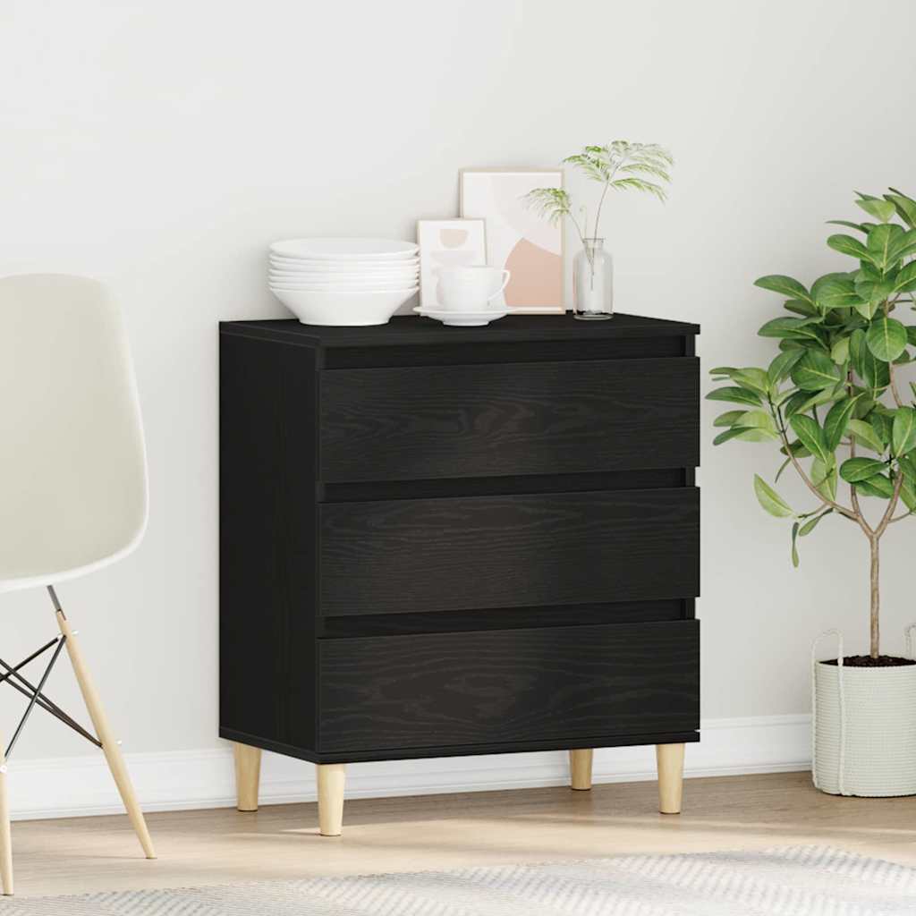 Dressoir met lade Zwart Eiken 60 x 35 x 70 cm Bewerkt hout is nu te koop bij PeponiXL, paradijselijk wonen!
