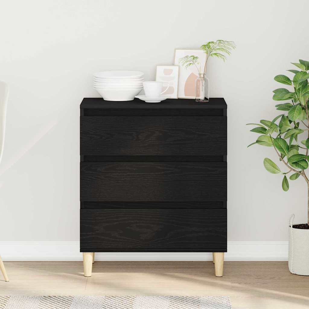 Dressoir met lade Zwart Eiken 60 x 35 x 70 cm Bewerkt hout is nu te koop bij PeponiXL, paradijselijk wonen!