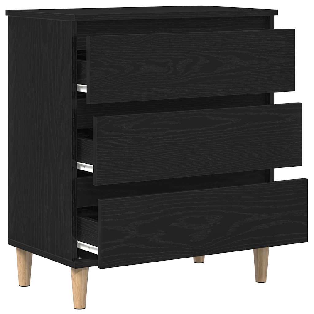 Dressoir met lade Zwart Eiken 60 x 35 x 70 cm Bewerkt hout is nu te koop bij PeponiXL, paradijselijk wonen!