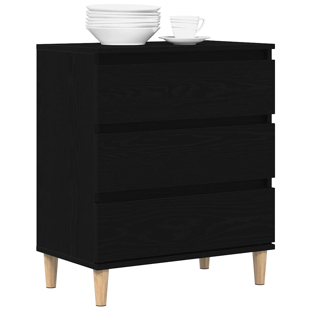 Dressoir met lade Zwart Eiken 60 x 35 x 70 cm Bewerkt hout is nu te koop bij PeponiXL, paradijselijk wonen!